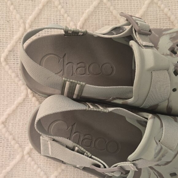 Chaco Breathable Green and Gray Water Shoes with Sturdy Sole - Picture 2 of 6
